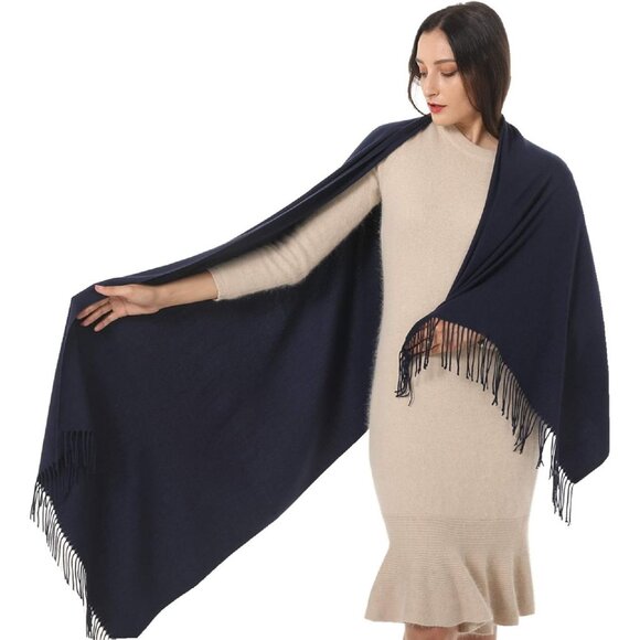 Accessories - Womens Navy Pashmina Scarf Shawls & Wraps for Evening Dress Wedding Bridesmaid